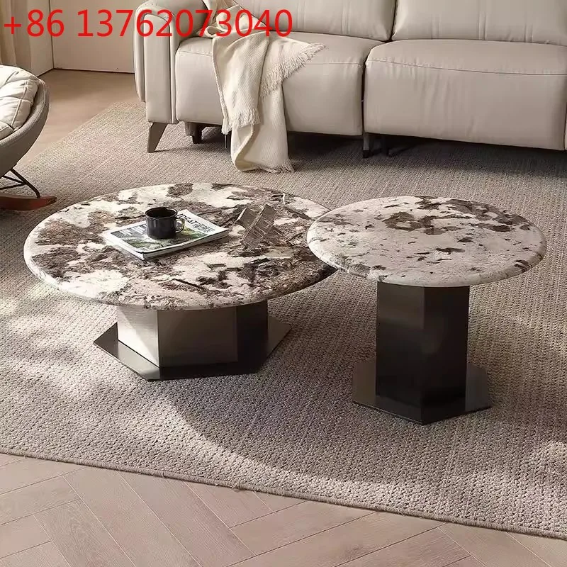 

Комбинация круглого журнального столика, итальянский минималистский дизайнерский современный журнальный столик из чистого натурального мрамора
