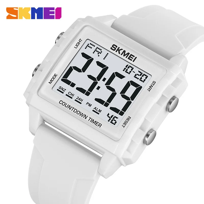 SKMEI New Cool Japan Digital Movement Countdown Sport Watches 5Bar Waterproof Stopwatch Wristwatch For Men Women Students Alarm