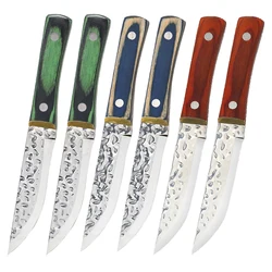 Jaswehome 6pcs Steak Knives Set Stainless Steel Kitchen Knife High Carbon 3cr13SS Pakka Wood Utility BBQ Meat Knife