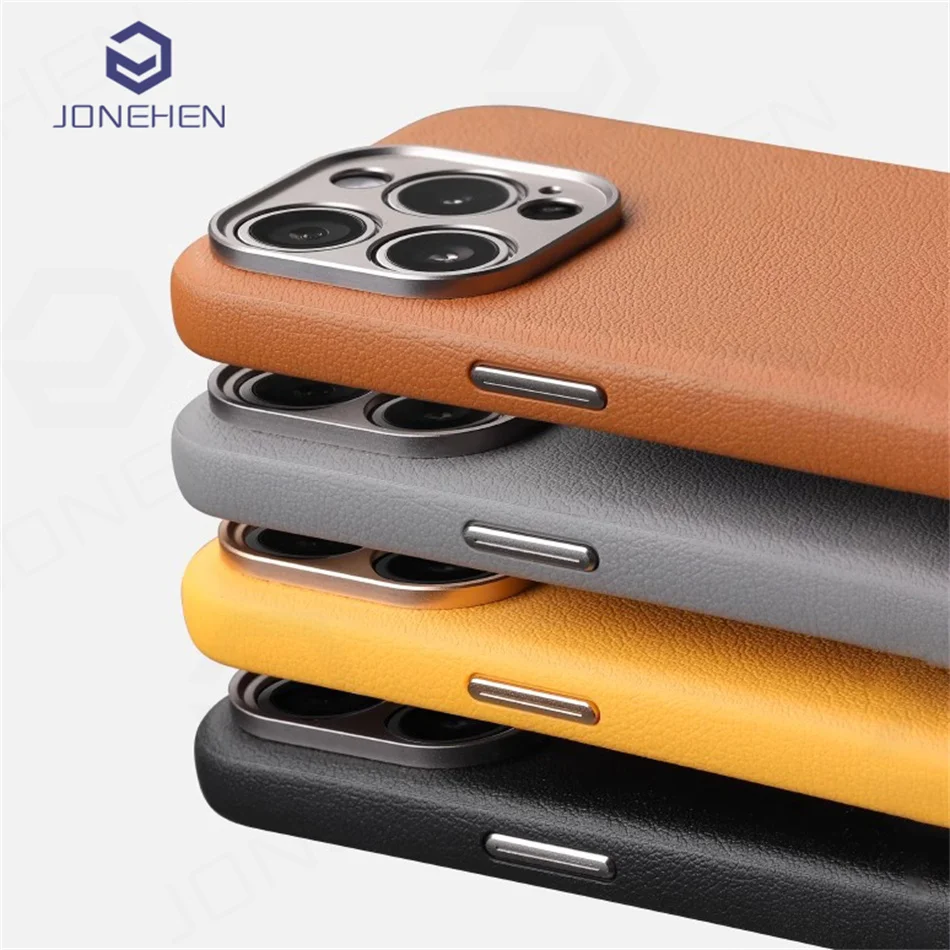 Luxury Business PU Leather For Magsafe Case For iPhone 16 15 14 Pro Max 16p Magnetic Wireless Charge Shockproof Light Slim Cover