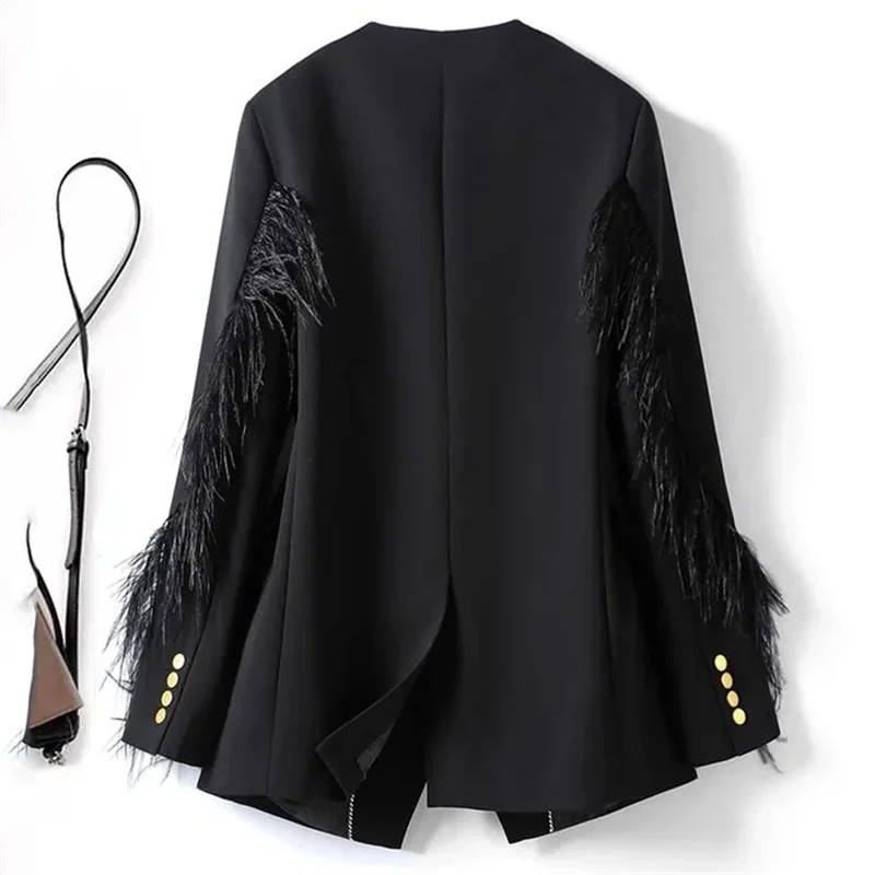 Spring Autumn Suit Jacket Women 2024New Fashion Loose Casual Coat Blazer Pure Colour Temperament ButtonTassels Outerwear Female