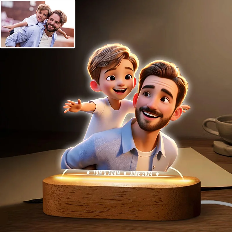 ส่วนบุคคลของขวัญ Photo 3D โคมไฟที่กําหนดเองการ์ตูนกรอบรูปงานแต่งงานครบรอบวันวาเลนไทน์ของขวัญวันเกิดงานแต่งงาน