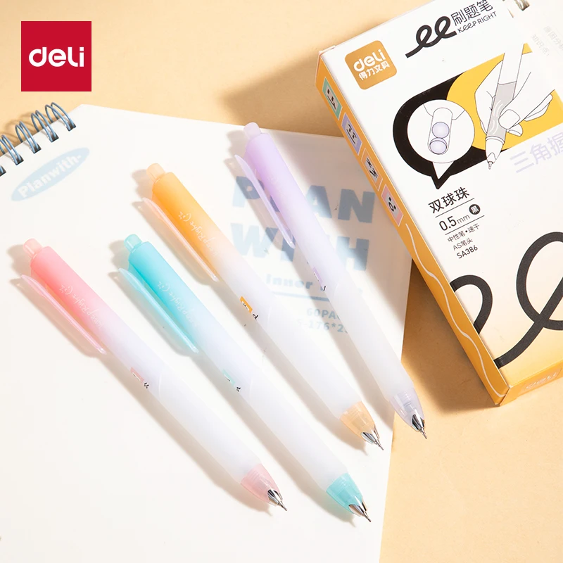 

Deli 4/8pcs 0.5mm Black Ink Quick-drying Cute Gel Pen School Student Supplies Stationery Signing Pen Gift Office Supplies