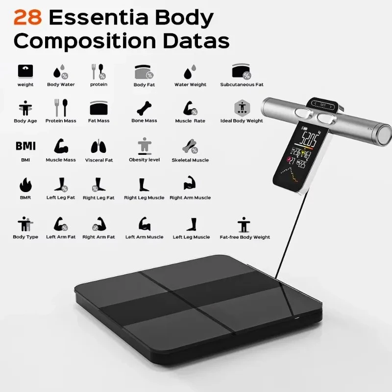 Intelligent Bioimpedance Digital Body Fat Smart Scale With 8 Point Contact Electrodes for Weight Measuring BIA Scale Type
