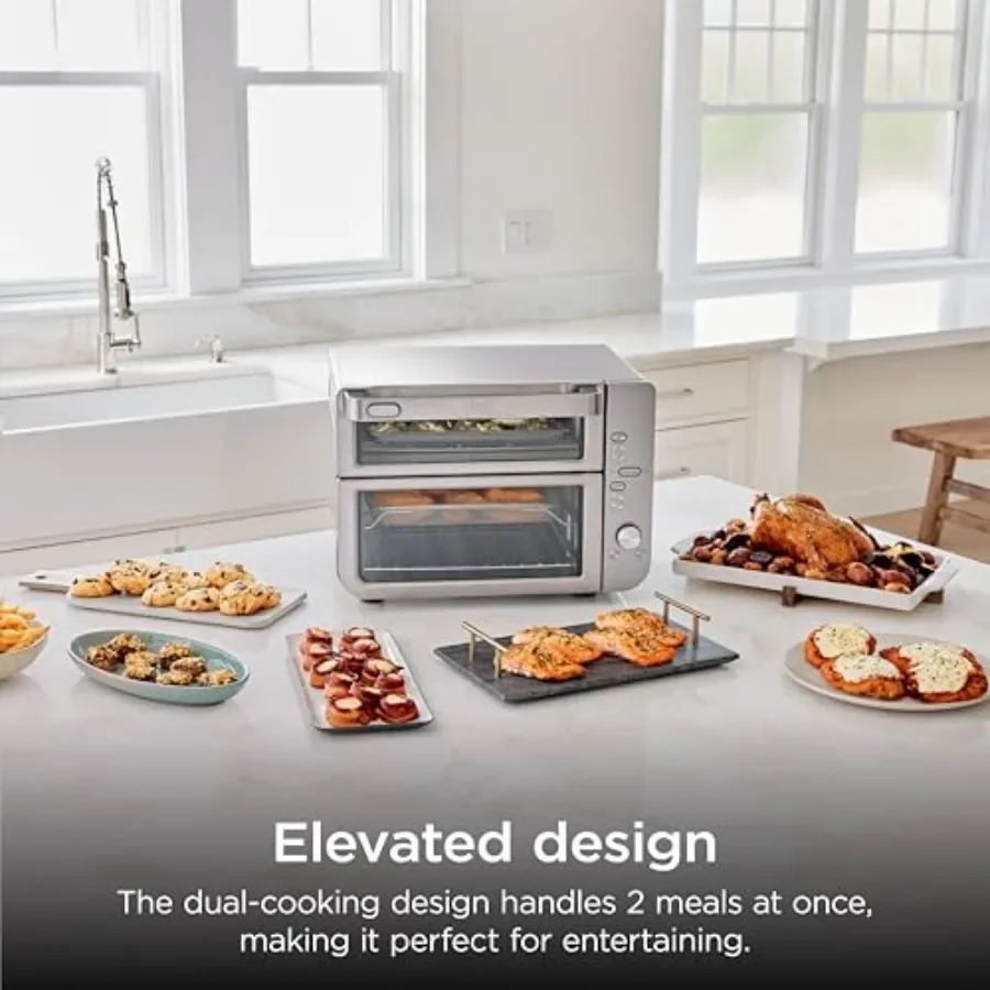 FirmHome StoreAir Fryer Toaster Oven Combo Double Stack XL 12-in-1 Fits 4.5 Lb Chicken 6lbs Wings Smart Finish Cook 2 Different