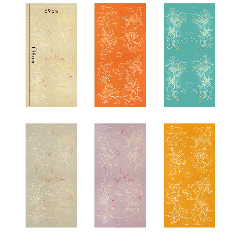 Half-Ripe Xuan Paper Batik Dragon Pattern Rice Paper Chinese Brush Pen Calligraphy Art Creation Works Papier Apple Para Dibujar