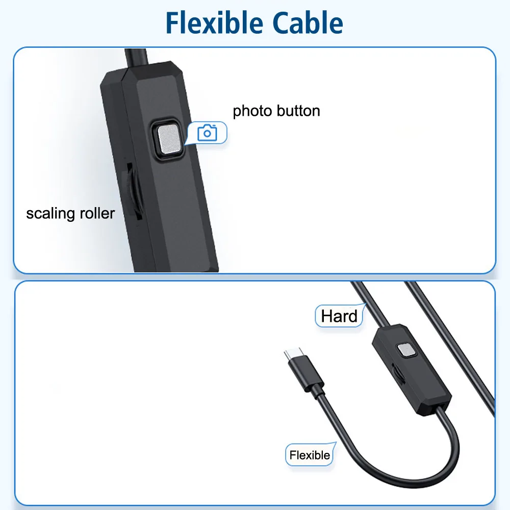 Outils de diagnostic de téléphérique de type C, micro adaptateur de pluie, caméra 8LED, endoscope industriel, 2000K Pixels, W400, 5m, 8mm