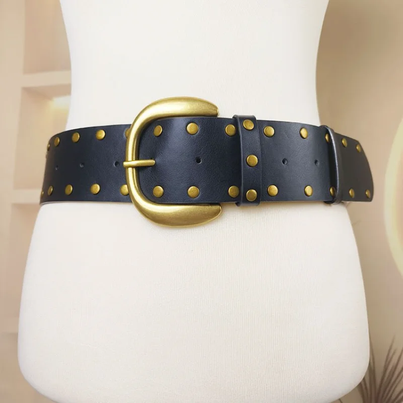 

American-style Punk Belt Metal Ring Buckle Design Women's Dress Accessories: Belts Fashion Belts Pu Material Belt