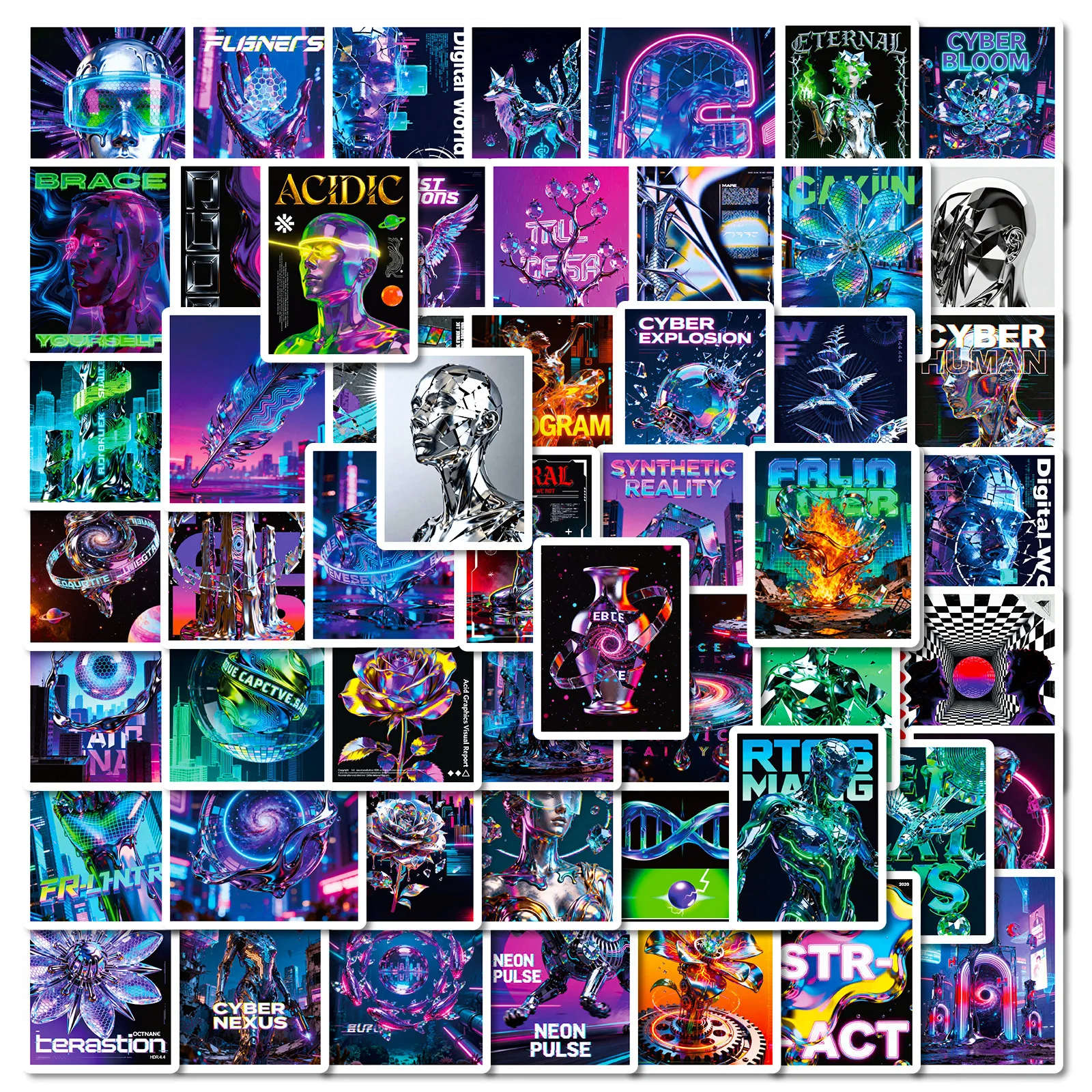 

10/30/56Pcs New Colorful Mysterious Universe Abstract Art Graffiti Stickers Trendy Personalized Decorative Waterproof Stickers