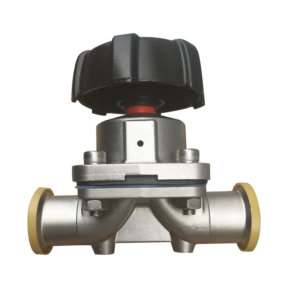 Valvole a sfera multi-stile con valvola a membrana sanitaria tipo T SS316 con controllo pneumatico manuale a gamba morta zero per l'acqua