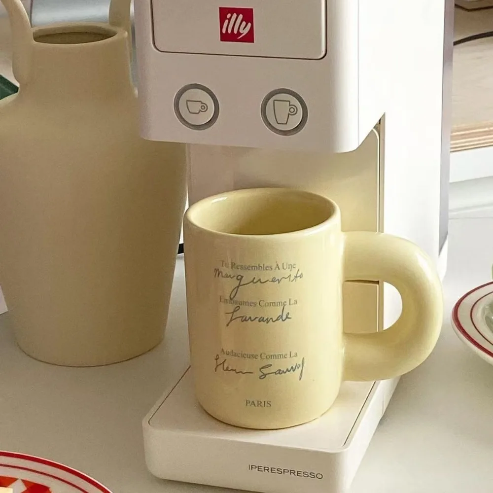 Round Breakfast Coffee Cup Creative Sweet White Glaze Dim Sum Dessert Water Mugs Home Breakfast Drinkware Couples Gifts 4