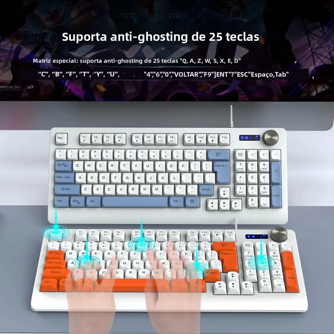 93キー有線メカニカルキーボード、rgbバックライト付き、ホットスワップ対応ゲーミングキーボード、音量調節ノブ付き、pcゲーマーやオフィスでの使用に最適