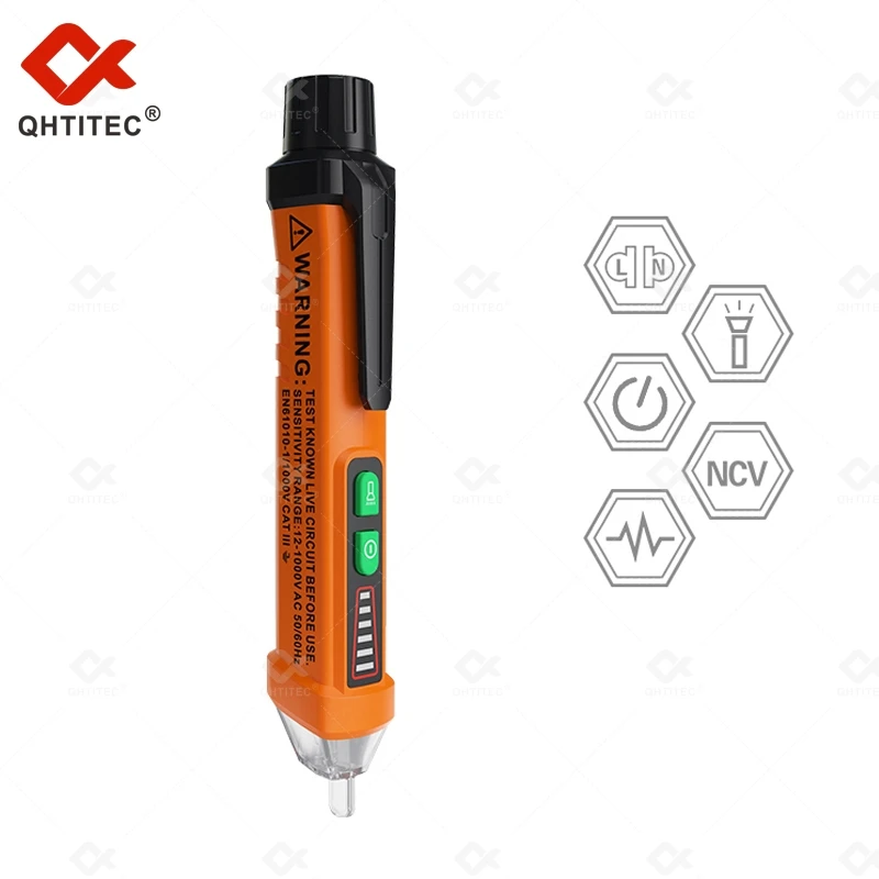 Qhtitec-detector de Tensão ac sem Contato Medidor Tester Estilo Pen 12v1000v Pm8908c