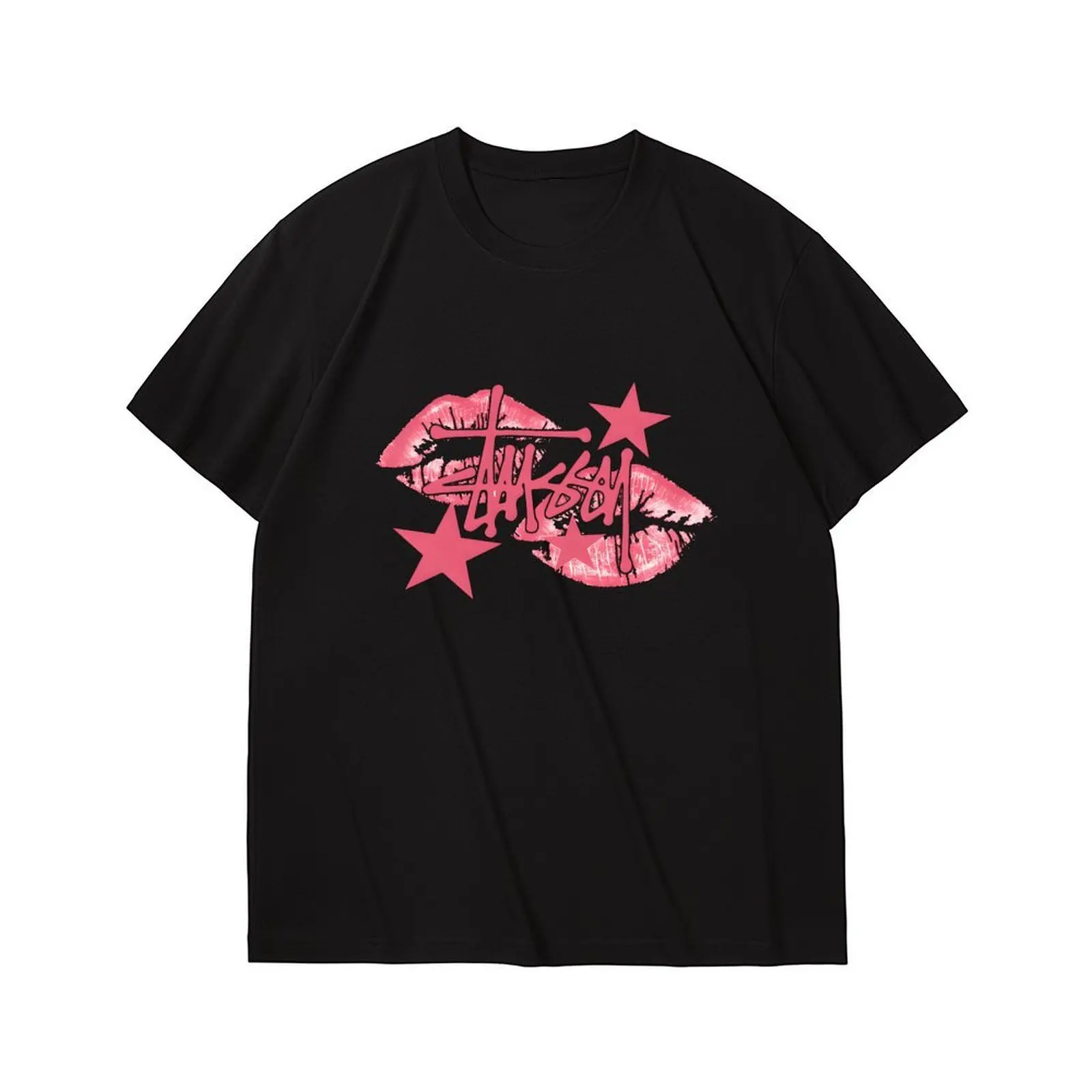 

Women's Crew Neck Tops & Tees Casual Short Sleeve T-Shirt With Lip Print Female O-Neck Casual T-Shirts Woman Clothes