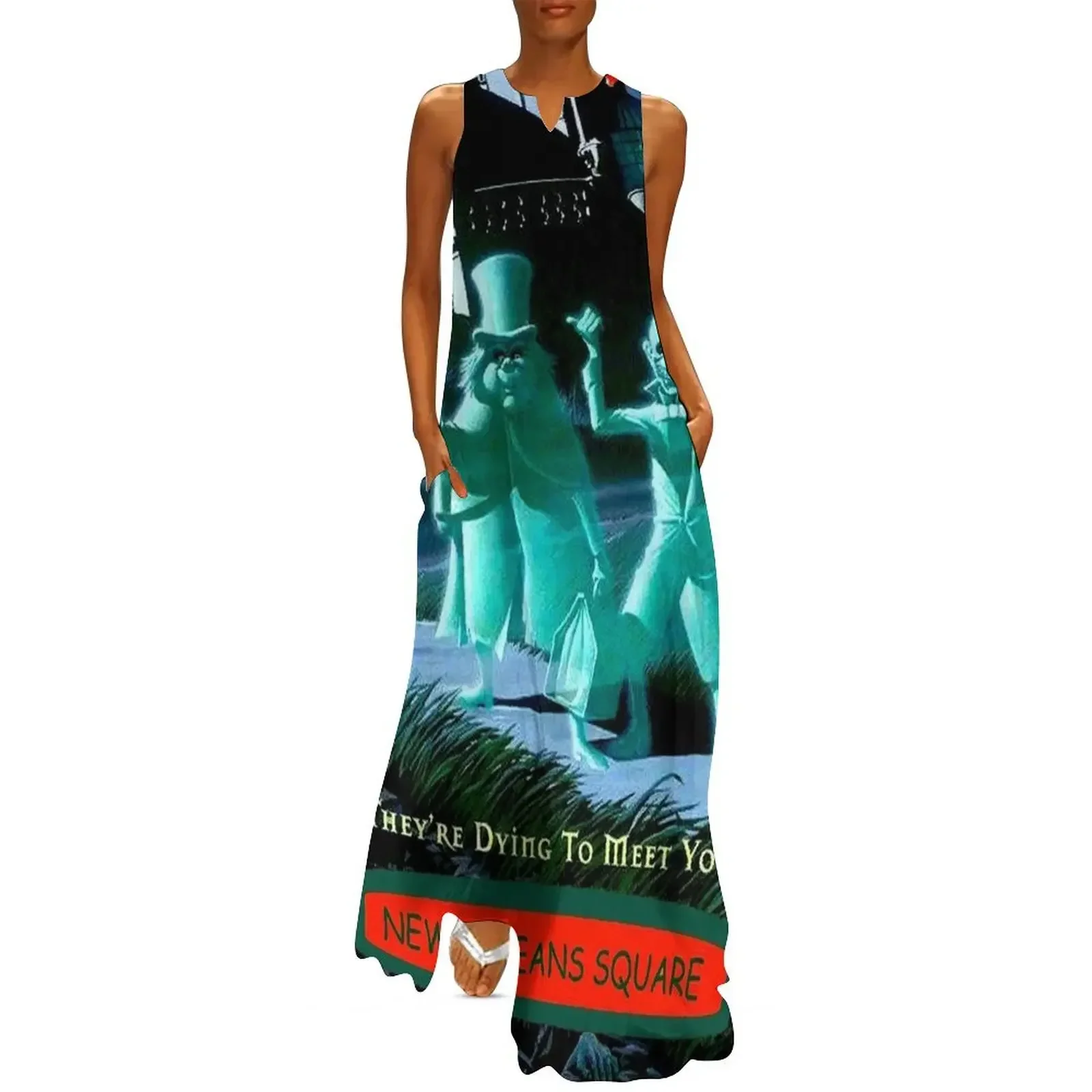 

HAUNTED MANSION : Vintage Ghosts Advertising Print Long Dress african dresses for woman Dress