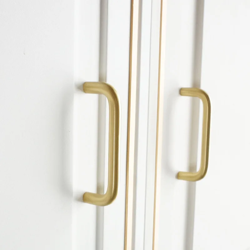 مقابض خزانة على شكل حرف U باللون الذهبي غير اللامع، مقابض درج نحاسي عتيق لأجهزة أثاث خزانة المطبخ