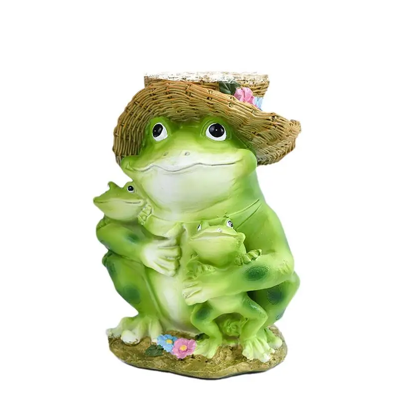 Frog Sculpture Resin Outdoor Decor With Bird Feeder Frog Bird Feeder Collectible Figurine For Patio Yard Lawn Ornament