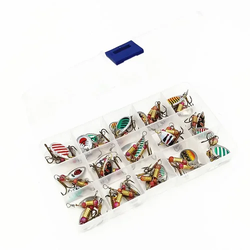 Imagen 2 del producto Kit de Señuelos de Pesca giratorios de Metal, cuchara de lentejuelas, cebo duro, juego de Wobblers, aparejos de Pesca Isca, señuelo artificial, 30 unidades por lote