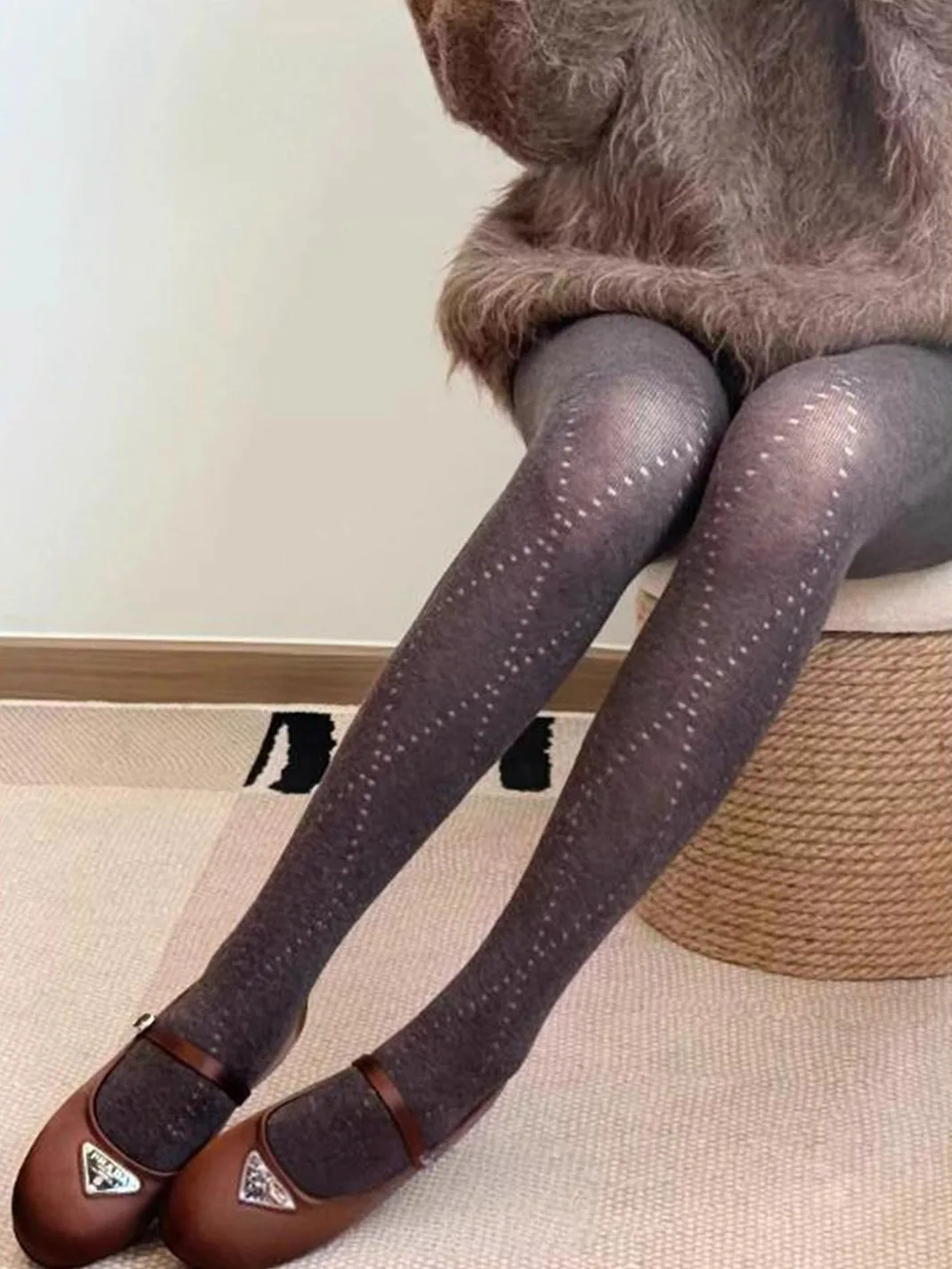 

High Waist Knitted Leggings Women's Base Layer Pants Breathable Warm Micro Translucent Autumn Winter Long Pants Casual Wear