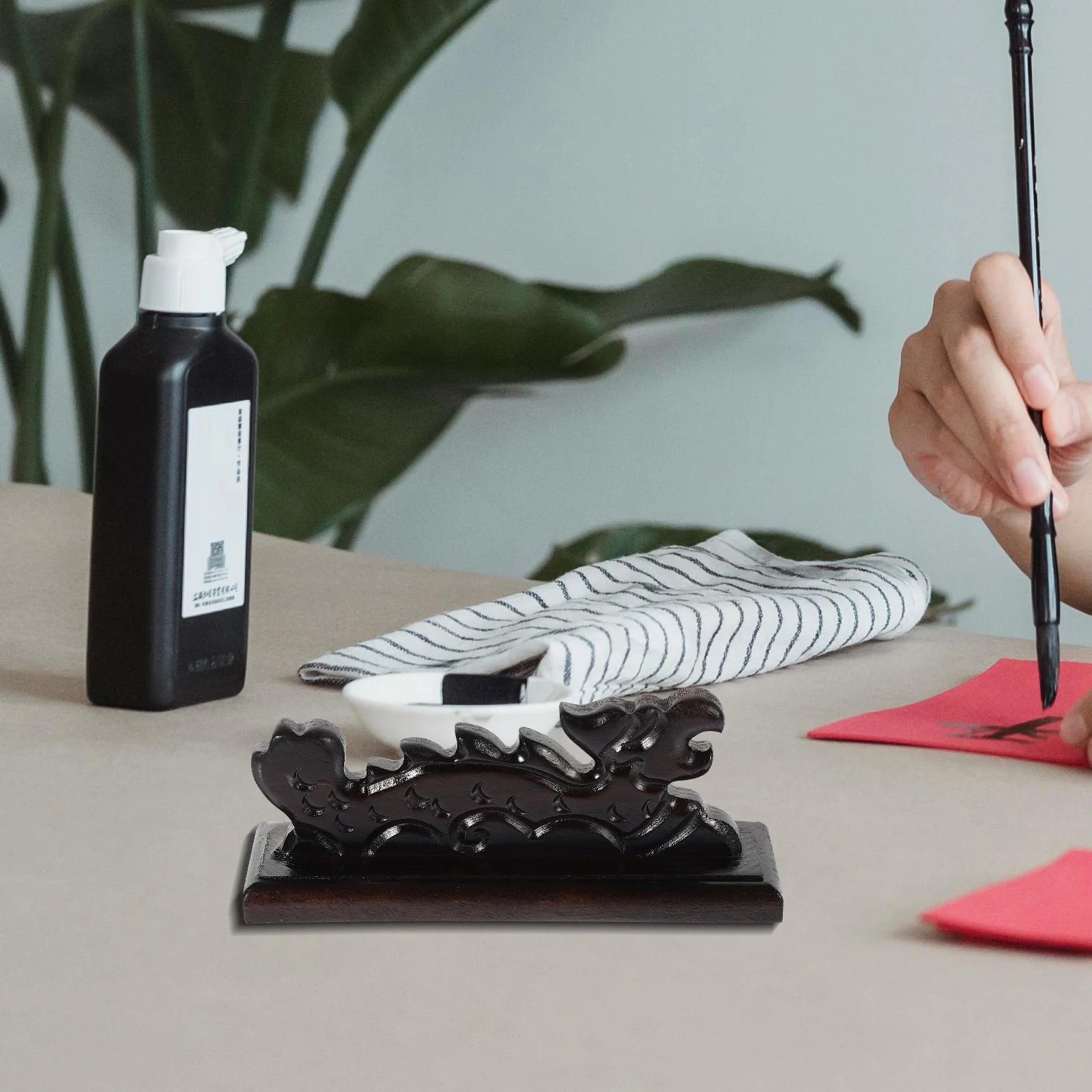 

1Pcs Chinese Style Wooden Pen Holder Calligraphy Brush Rest Sumi Writing Pen Support Safe Polished Wooden Brush Rest