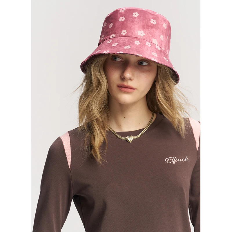 ELFSACK Patchwork Print Bucket Hat with Floral Pattern, Retro Mixed Block Sun Hat for Daily Outdoor, Chic Aesthetic Headwear