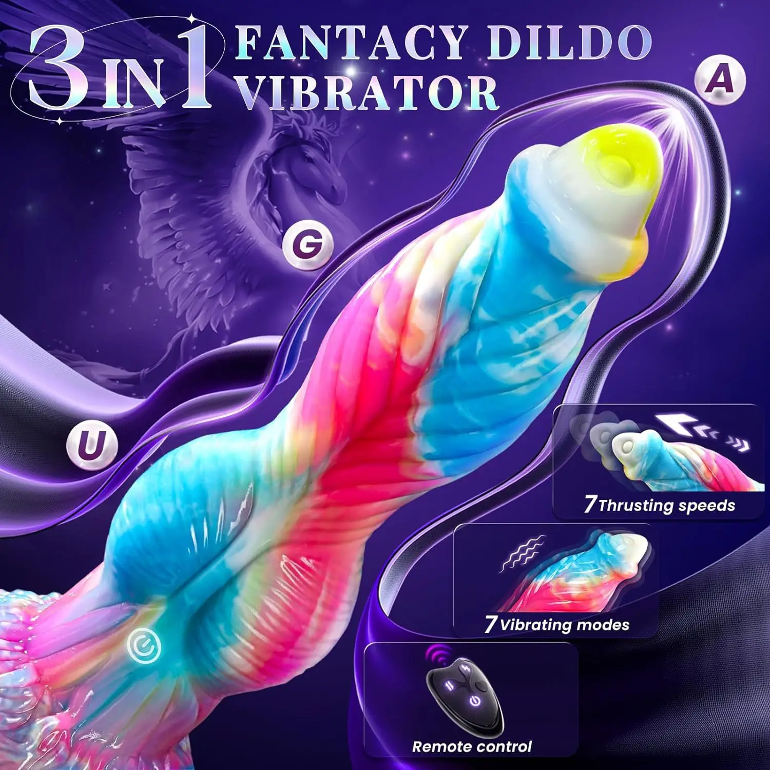 Thrusting Dragon Dildo Vibrator Sex Toys 10" 4IN1 Monster Remote Control Thick Dildo Suction Cup Dildo Anal Toys Adult Product - Image 4