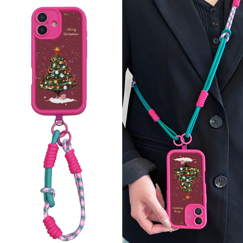 2025 crossbody cordão caso de telefone para xiaomi 14t 13t 12t 11t pro 15 14 13 12 11 lite ultra árvore natal corda longa capa macia