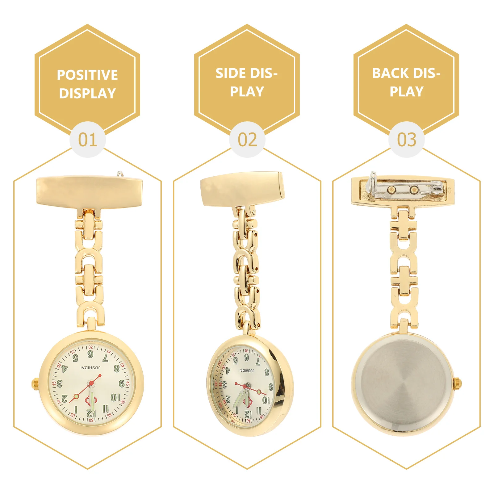 

Nurse Pocket Watch Glow in The Dark Alloy Mute Accurate Classic Nursing Clip on Watch for Doctors Nurses Medical Use