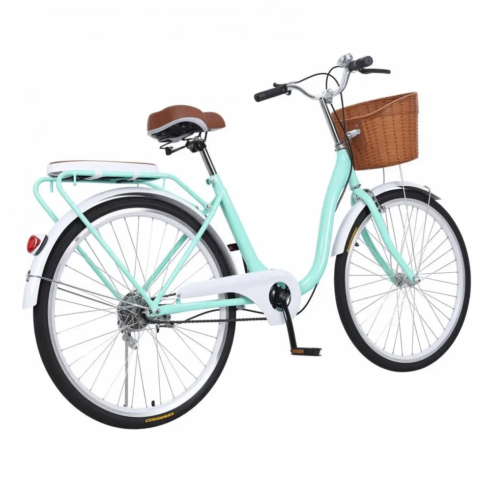 26-Zoll-Cruiser-Fahrrad für Damen, City-Fahrrad im Pendelstil mit Korb, Urban-Fahrrad mit V-Bremsen vorne und hinten, verstellbare Sitzhand