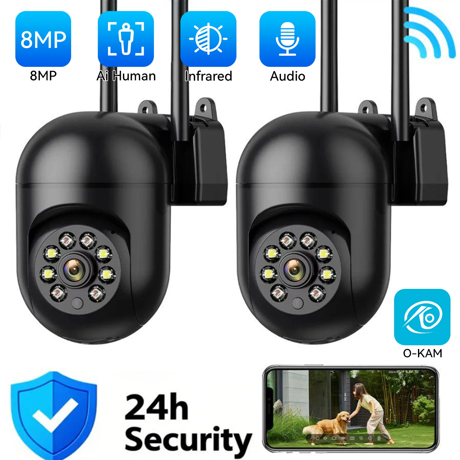 

PEGATAH 8MP 4K IP Outdoor WiFi Camera Surveillance Security CCTV PTZ Camera HD Home Mini Wireless Color Night Vision AI Tracking