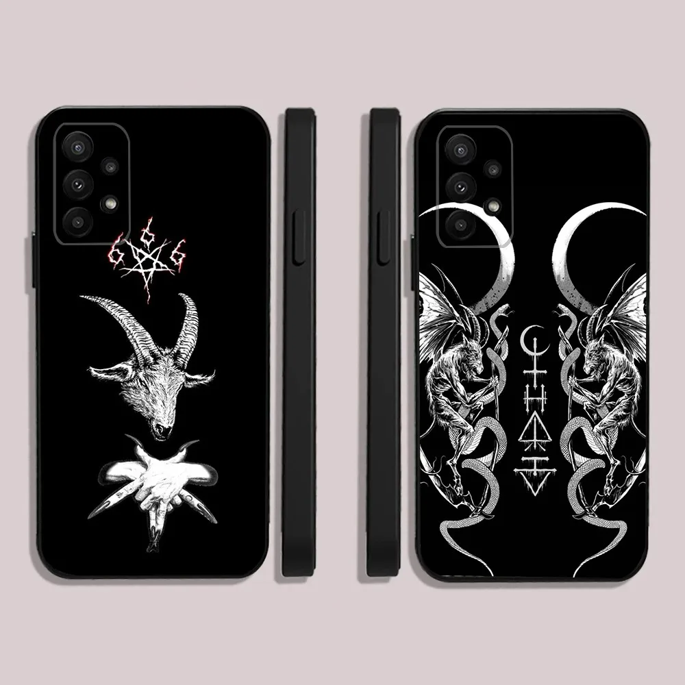 

Satanic Goat Satan Devil 666 Phone Case For Samsung S24,23,22,30,21,10,9,Ultra,Plus,Lite,FE,5G Black Soft Case