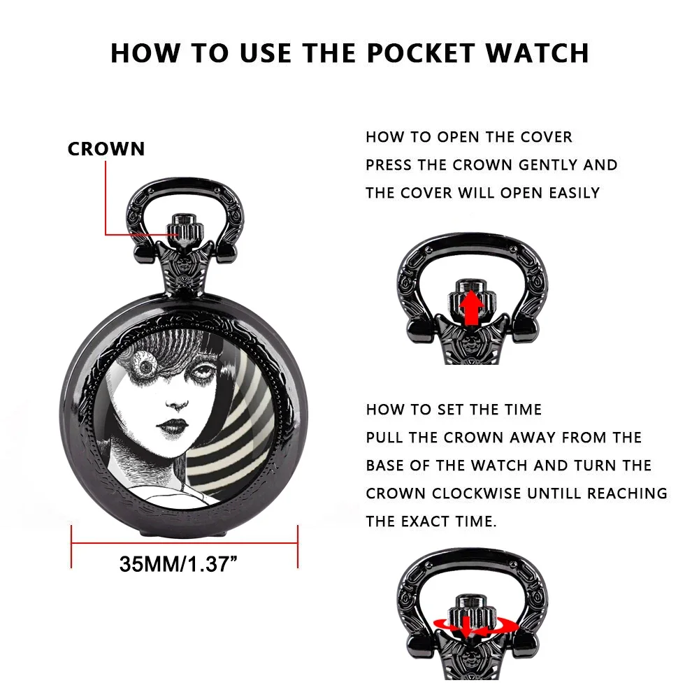 الرعب مانغا قلادة قبة ساعات الجيب الكوارتز خمر الرجال النساء الاطفال قلادة الإبداعية ساعة هدية Reloj دي Bolsillo #6