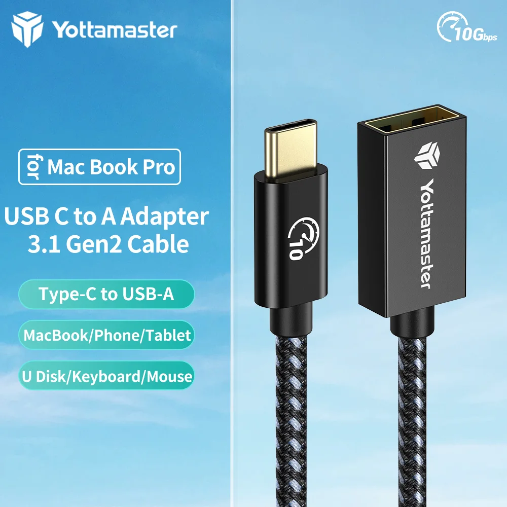 Yottamaster Cable Convertor Type C to USB A Convertor 1000MB/s OTG Convertor Male to Female Cord USB C -USB A OTG U Disk Adapter