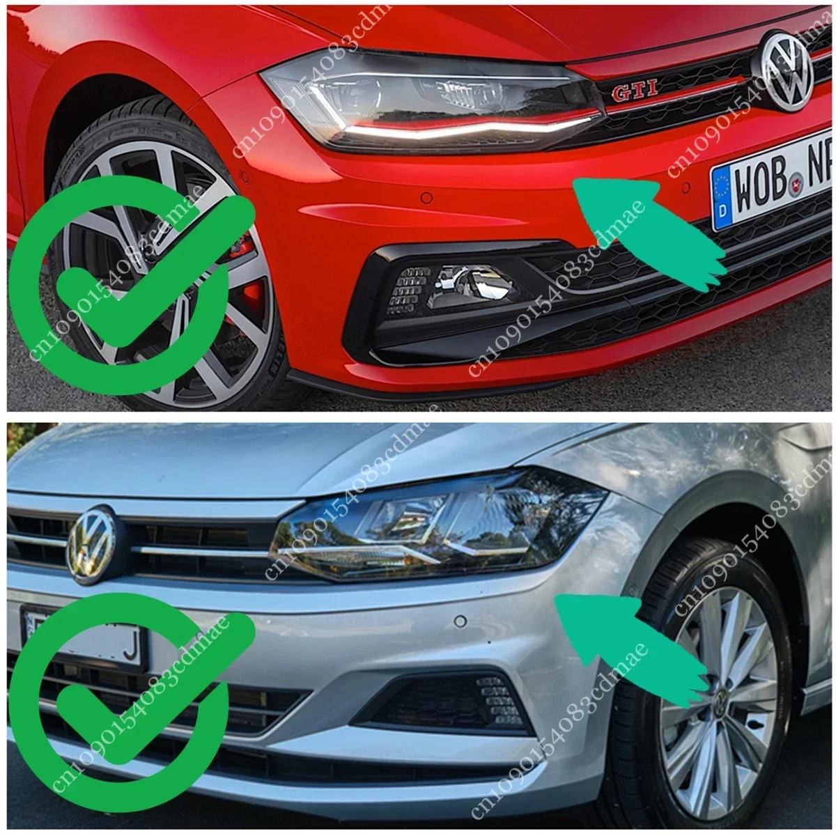 2pcs for VW Polo MK6 GTI TSI TGI MPI Virtus 2017-2021 Car Headlight Lamp Eyebrow Eyelid Lip Molding Trim Cover UV Coat Body Kit