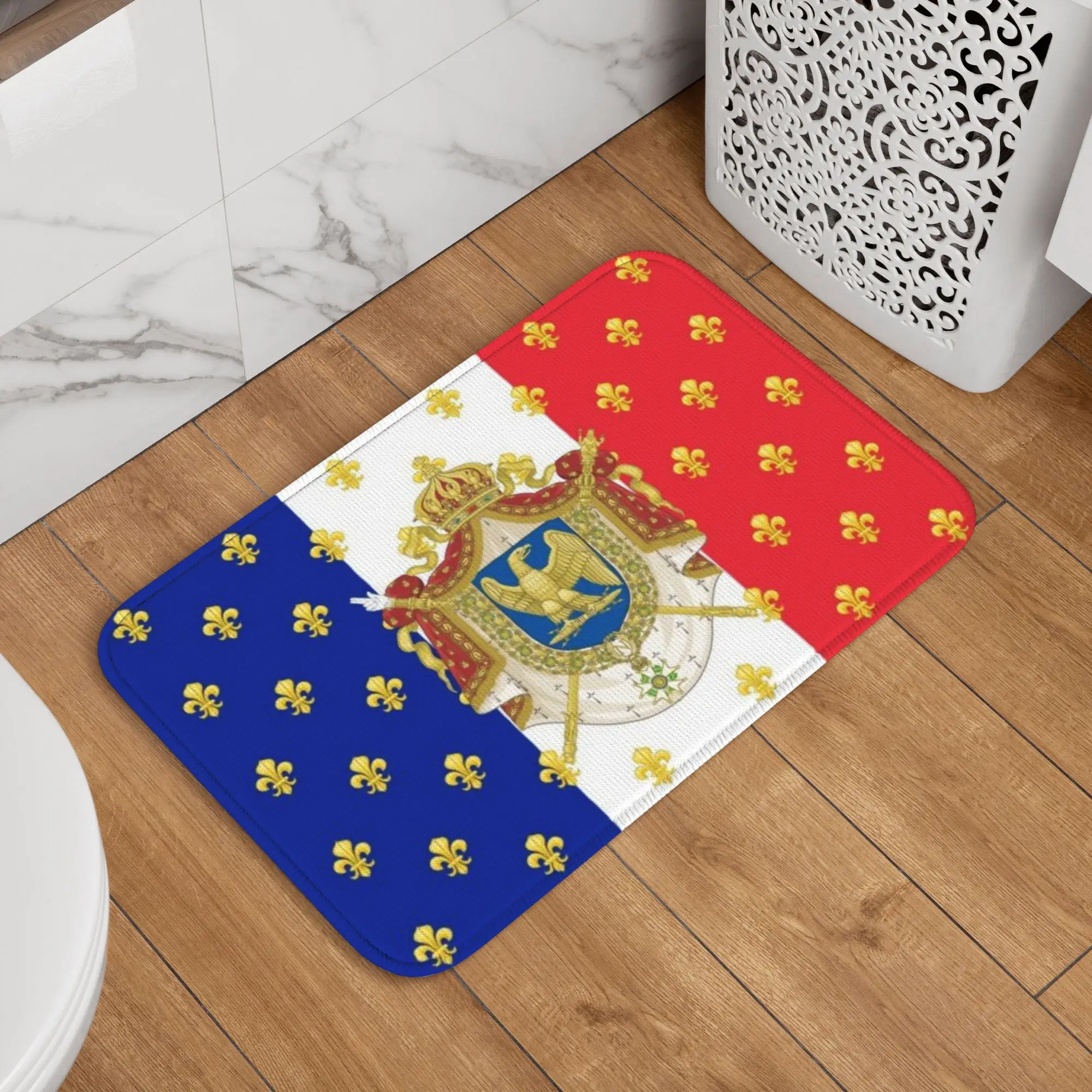Royal Standard Napoleon France Flag Front Door Mat Anti-Slip Indoor Absorbent Coat Of Arms Doormat Kitchen Bedroom Entrance Rug