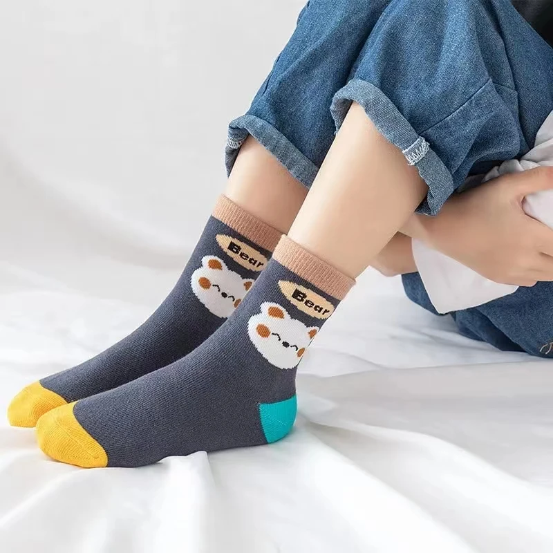 5 Pairs Autumn Fashion Boys Sock for Kids Cute Baby Girl Happy Funny Boat Long Socks White Spring Children\'s Clothes