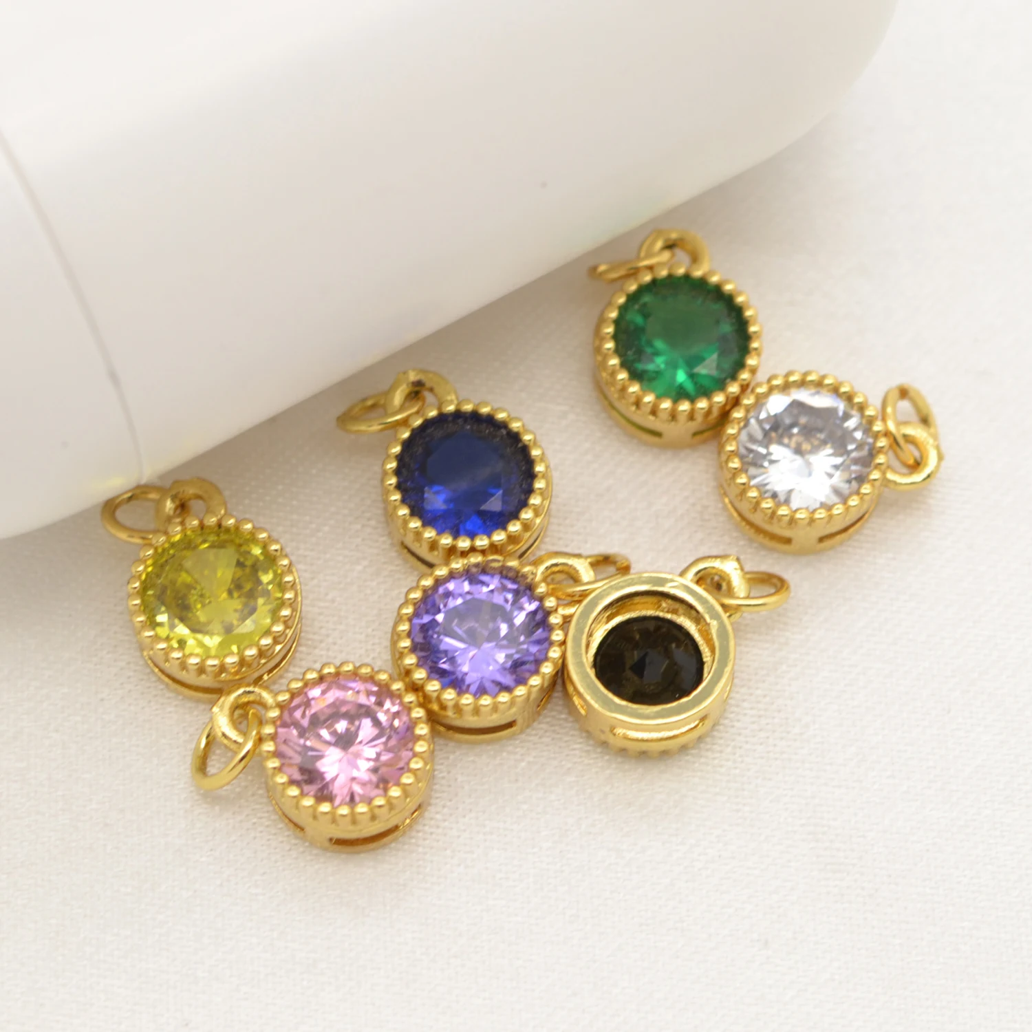 Inlay High Quality Round CZ Charms for Jewelry Making Supplies Mini Fresh Style DIY Jewelry Pendants Necklace Earring Material