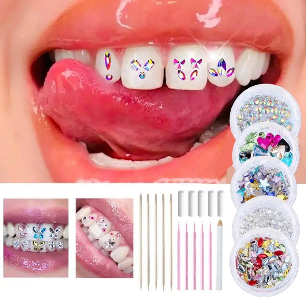 1set Zahn Edelstein Dekoration Dental Zähne Ornament Glas Diamant Geformt Ornament Diy Werkzeuge Party Verwenden Einfache Anwendung für anfänger