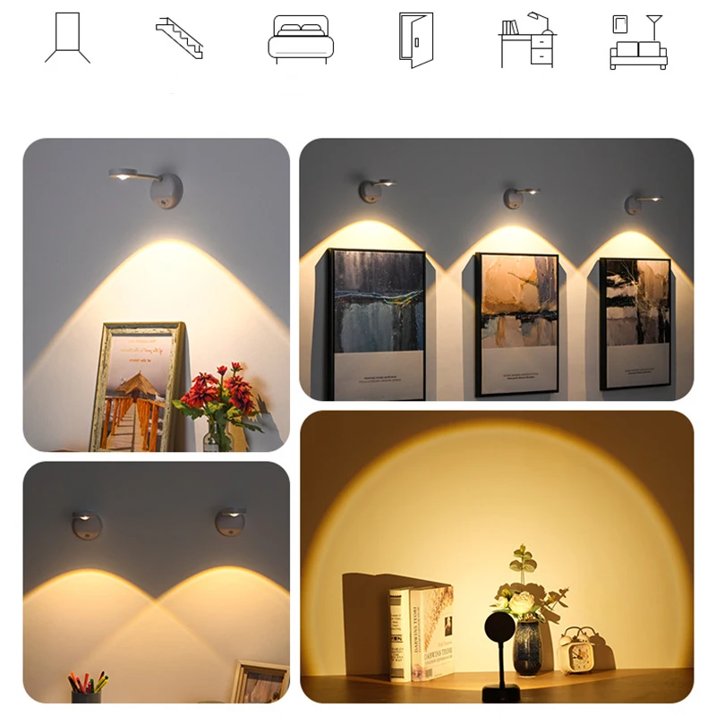 ZK30 Indoor wall light spotlight smart led human sensor light remote control illumination light Indoor Simple Wall Lighting