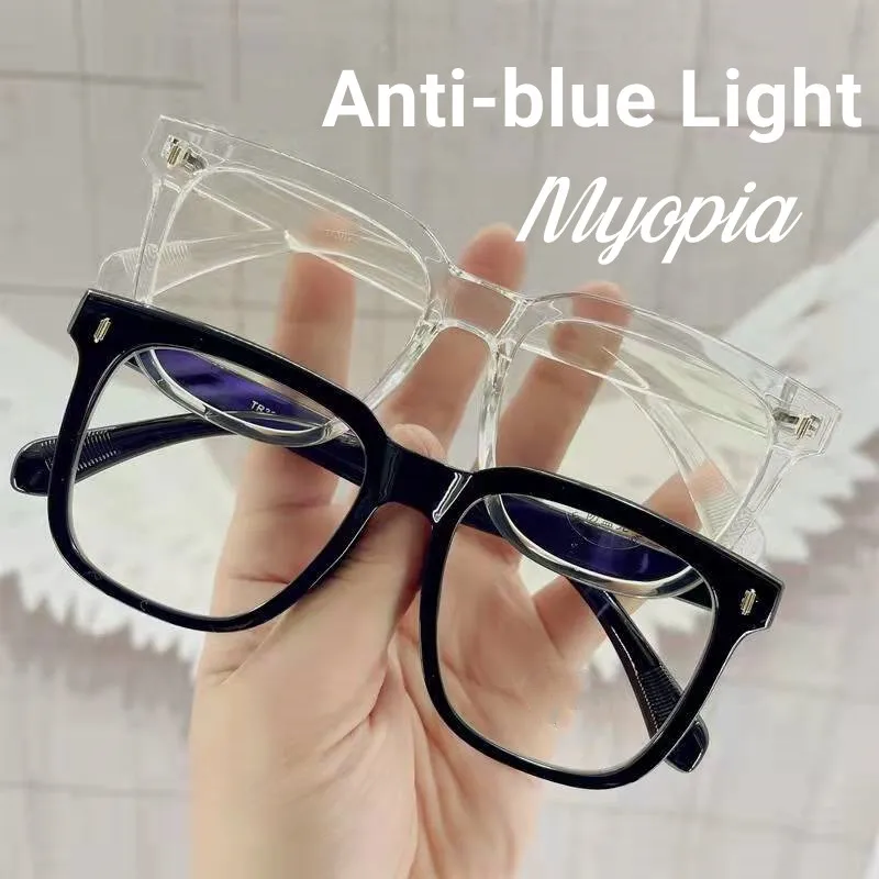 Vintage Oversized Myopia Glasses Women Men Ladies Fashion Anti-blue Near Sight Eyewear Optical Spectacle Eyeglasses 0 To-4.0