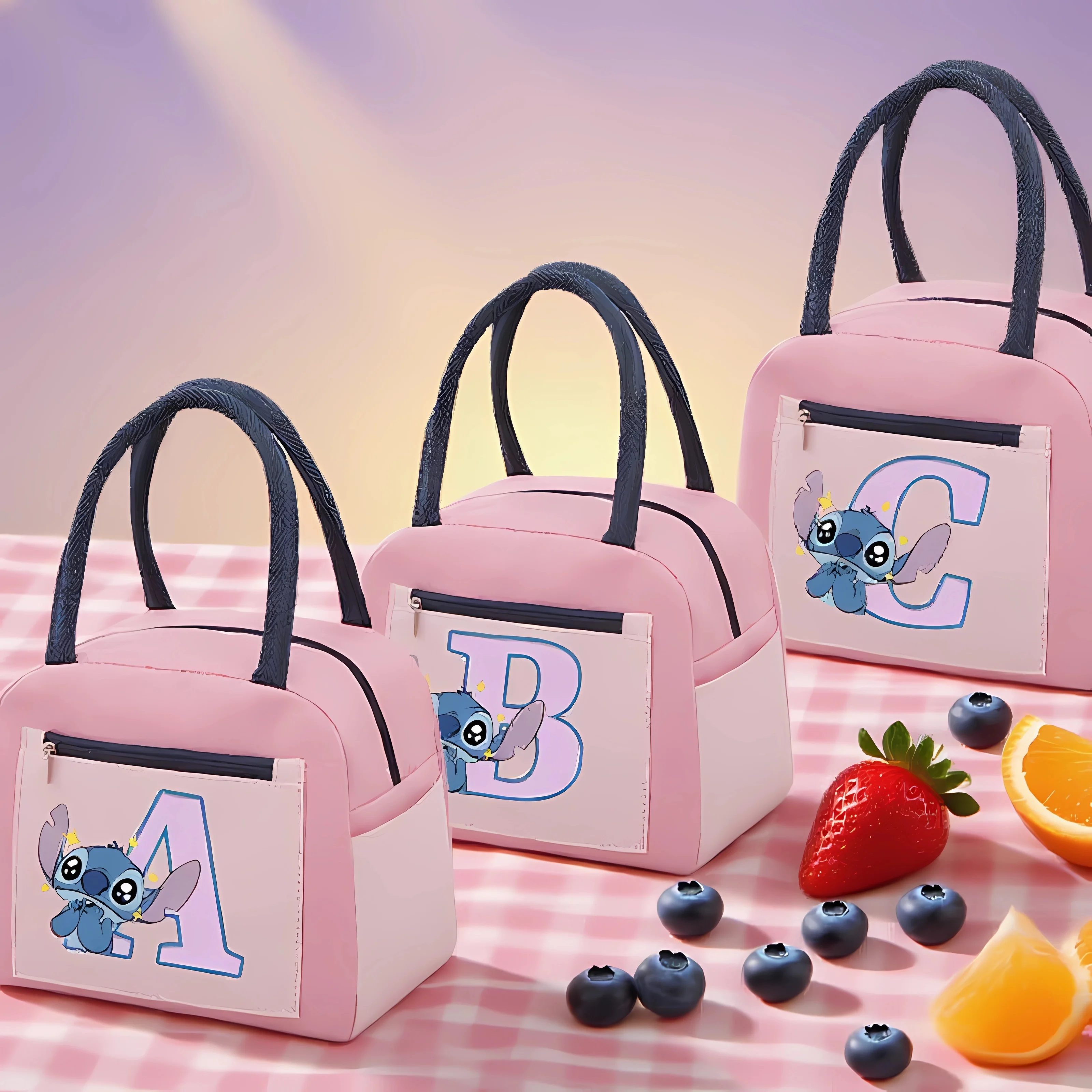

Disney stitch Lunch Bag girls Thermal Bags School Office Staff Picnic Bag cute Cartoon Picnic Bags Travel Portable Food Pouch