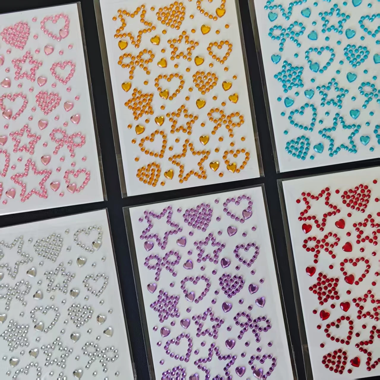 Colorful Cute Heart-Shaped Five-Pointed Star 3D Diamond Stickers, Children's Face Stickers, Sweet Stickers, Suitable for DIY Decoration