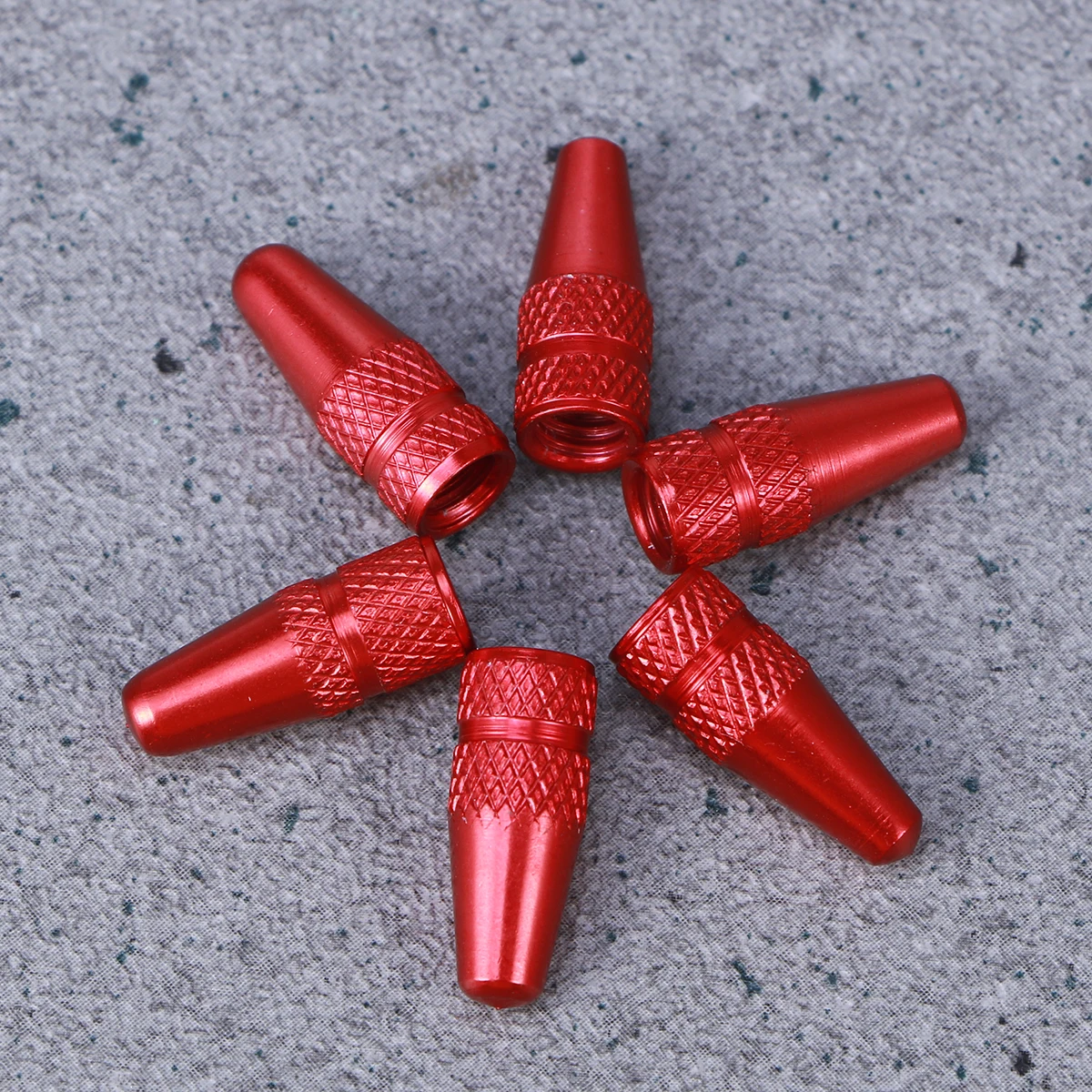 

6 pcs Aluminum Alloy Bike Tire Caps Red Anti-Rust Sturdy Replacement For Road Bicycle Dust Covers Sealing Protection