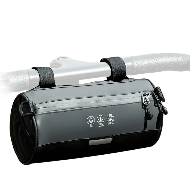 

ABVE-For Mountain Bike Handlebar Bag With Large Reflective Area Bicycle Handlebar Roll Bag Pouch Bag