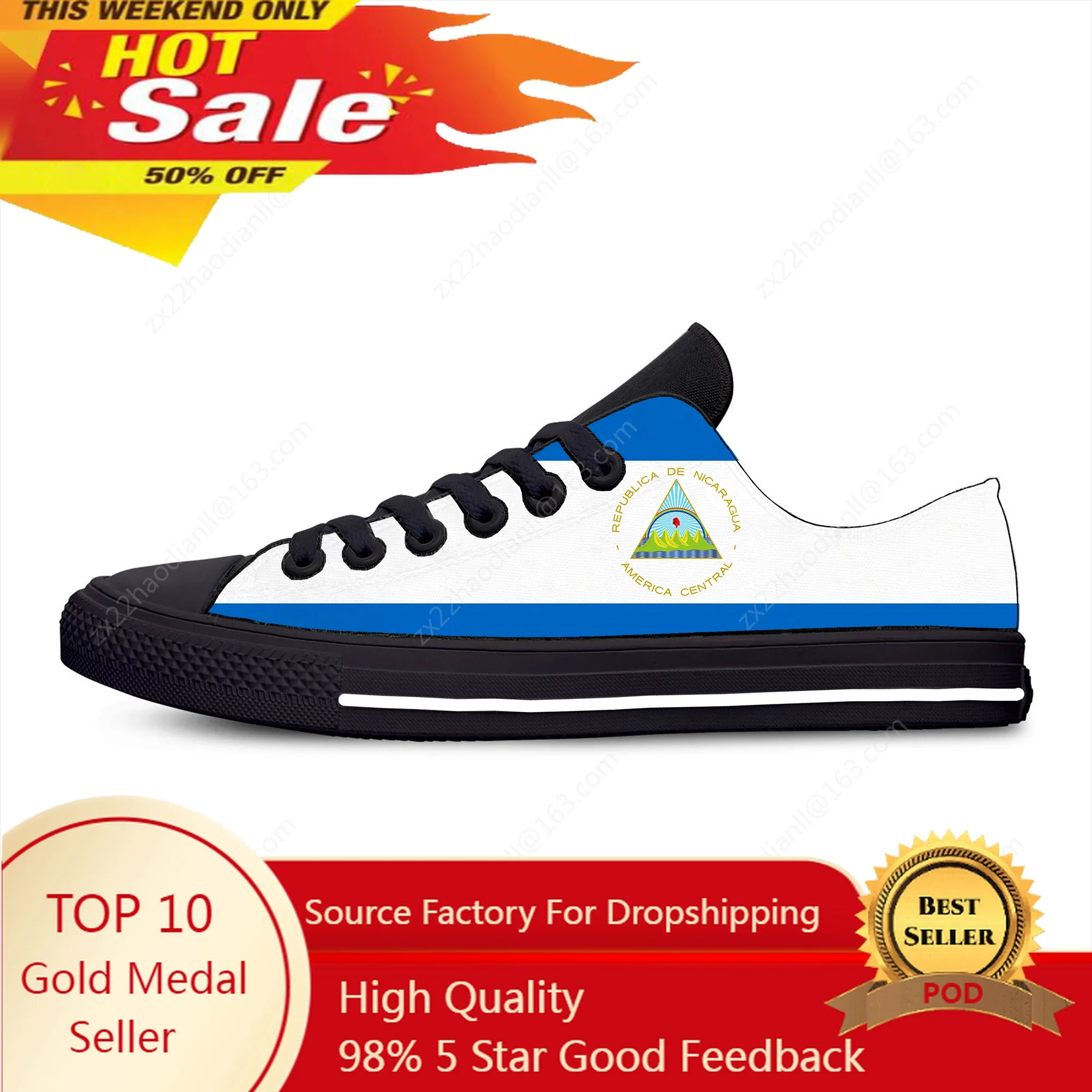 Nicaragua Low Top Sneakers Mens Womens Teenager Casual Shoes Canvas Running Shoes 3D Print Cosplay Breathable Lightweight shoe