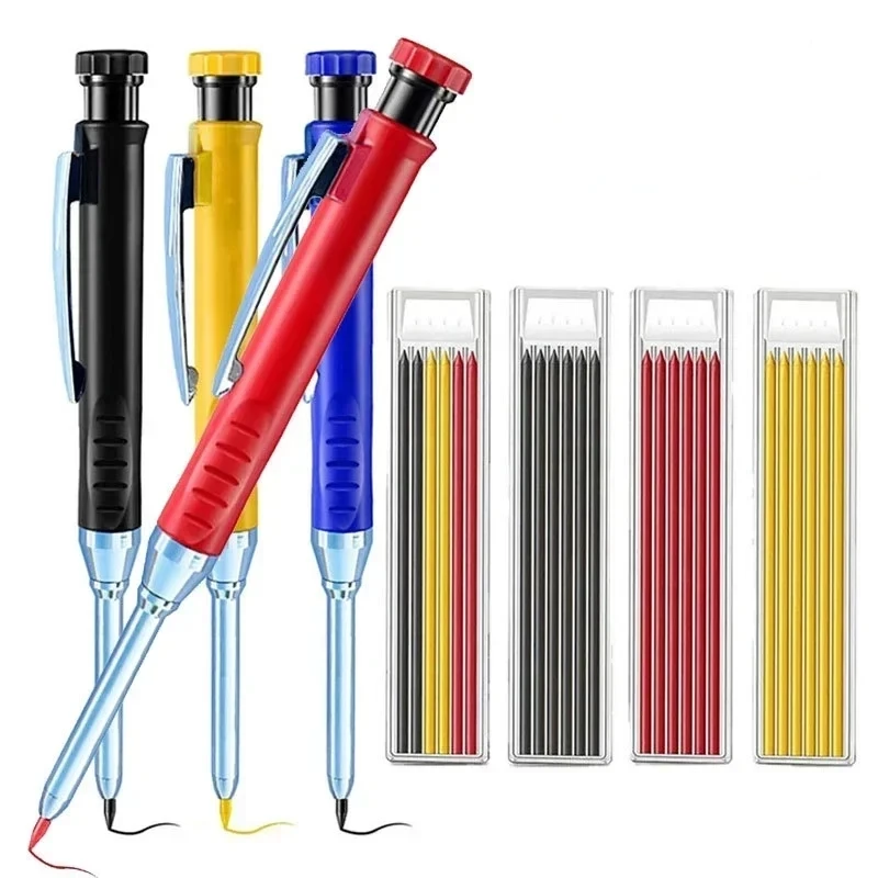 

Solid Carpenter Pencil with Sharpener Set Includes Mechanical Pencils Woodworking Construction Pencil Marker Refill Long Nose