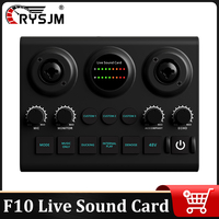 F10 Live Sound Card 48V Phantom Power Audio Mixer Studio Sound Card Music Digital DJ Controller Board for Live Broadcast Karaoke
