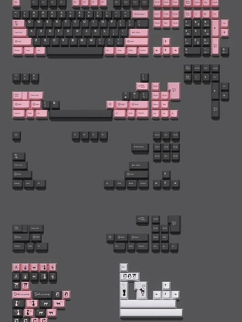 Original keycap black and pink five-sided hot sublimation PBT shading supplement personalized customization