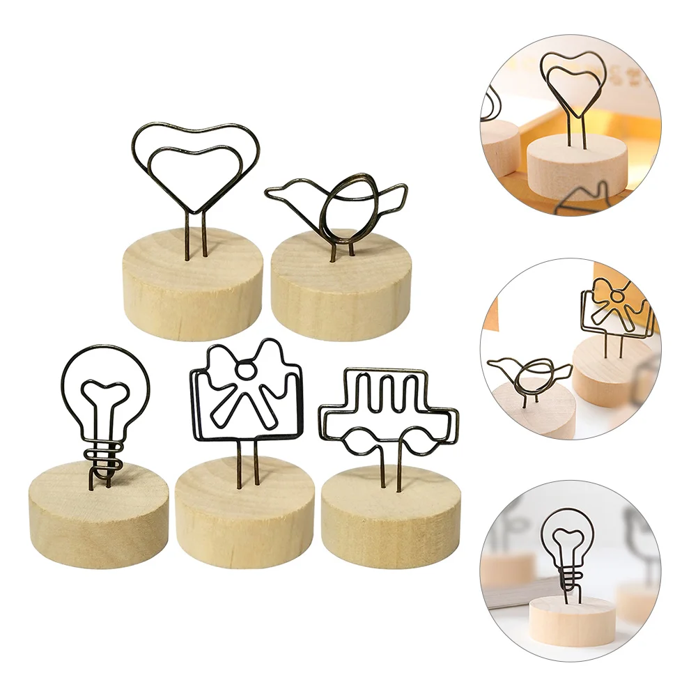 

Wooden Base Memo Holder Table Picture Home Centerpiece Decorations Card Holders Menu Clips Dining Room