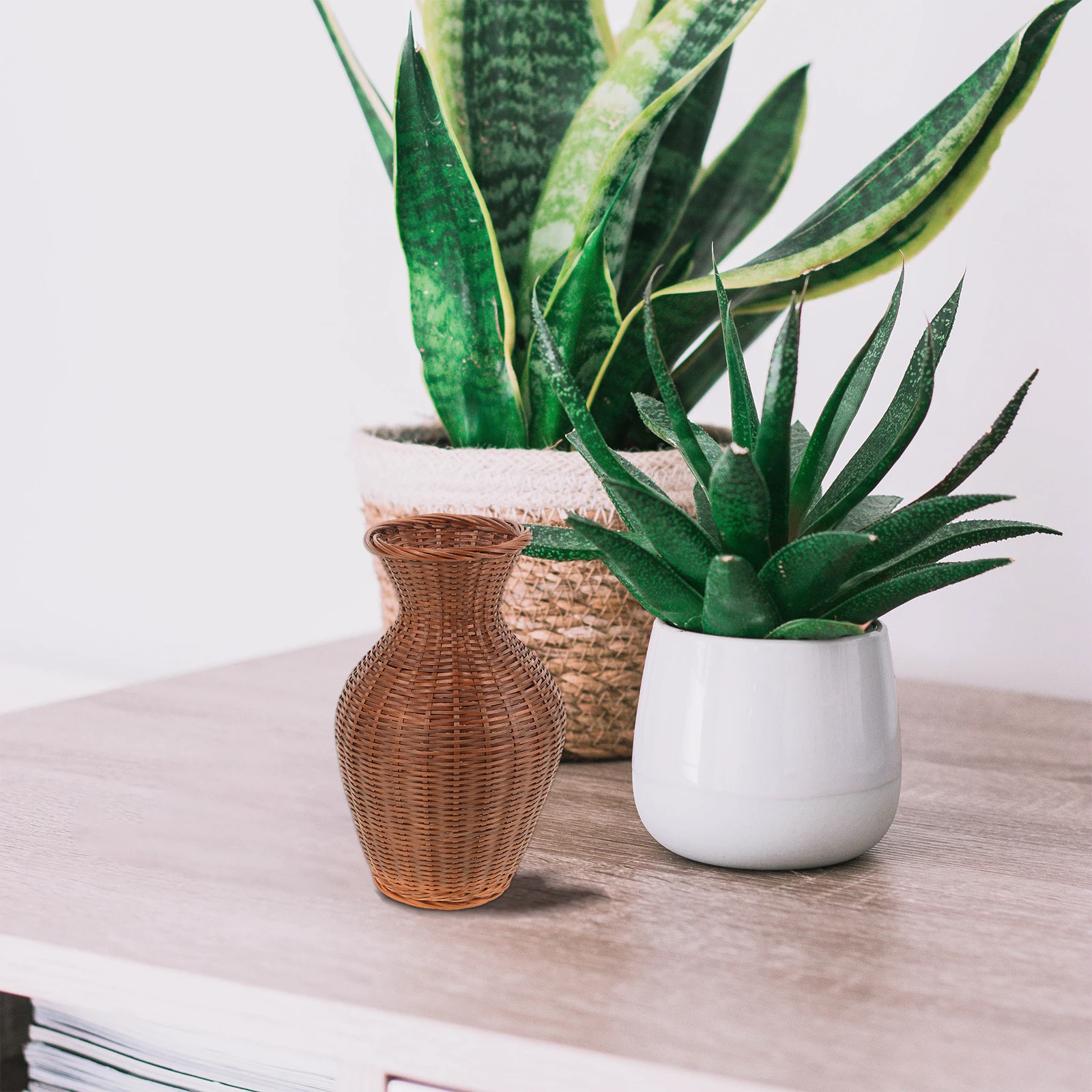 

Bamboo Woven Vase for Flower Arrangement Artificial Container Braided Basket Holder Desktop Decorative Weaving Vase Handmade